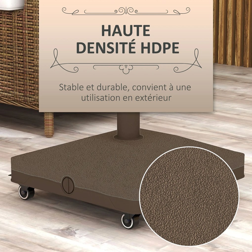 Outsunny Négyzet alakú Napernyő Alap Súlyállvány 4 Kerek 45L x 45W x 39H cm HDPE Barna | Aosom
