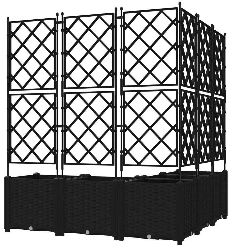 Kertész láda rácsos elemmel 5 db Fekete 120x120x143 cm
