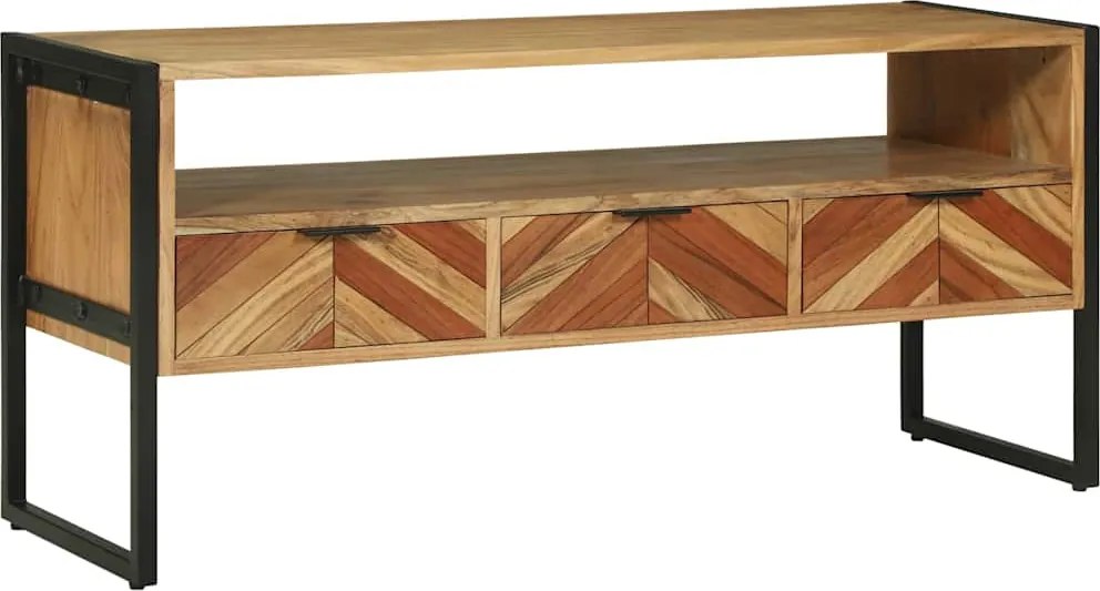 vidaXL TV szekrény fiókkal Barna 100 x 35 x 50 cm Tömör Akácfa