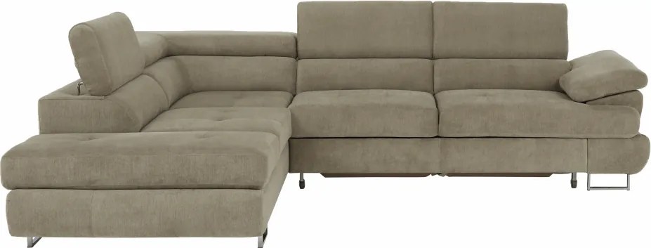 Ülőgarnitúra tárolóhellyel, világosbarna melír, szövet, balos, BUTON R