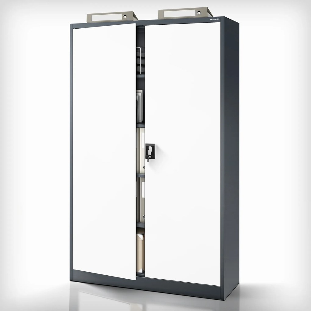 Fém iratszekrény JAN II, 1150 x 185 x 400 mm, antracit-fehér