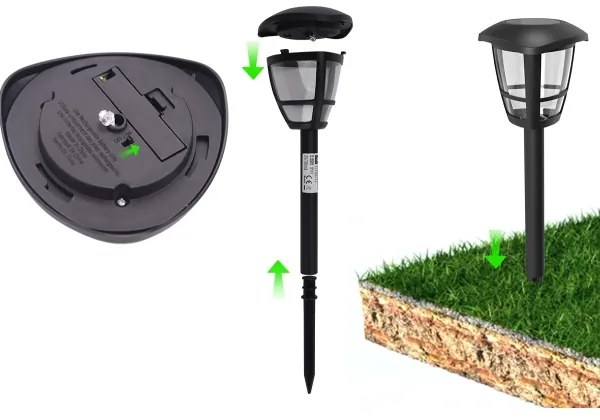 Aigostar - 12 db-os napelemes LED lámpa szett, LED/0,06W/2V, 33,8 cm, 6500K, IP44, fekete