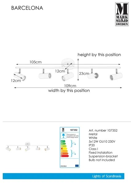 Markslöjd 107352 - Spotlámpa BARCELONA 5xGU10/12W/230V