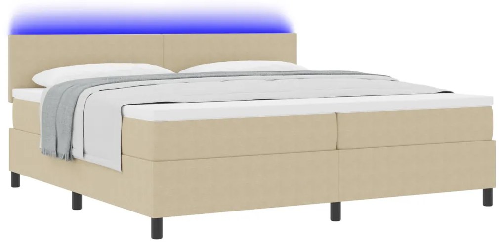 Box Spring Ágy Matraccal &amp; LED Világítással Zöld Szürke 200x200 cm Bársony Szövet