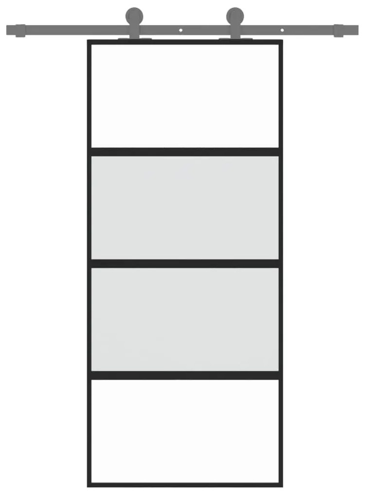 Fekete edzett üveg és alumínium tolóajtó 90 x 205 cm