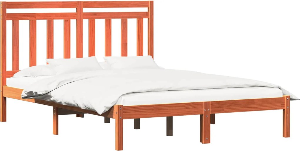 vidaXL Ágykeret Faggyú barna 205,5 x 145,5 x 100 cm Tömör fenyőfa