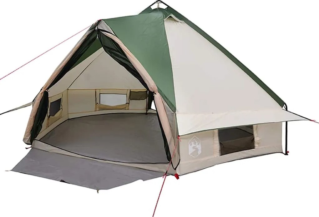 vidaXL Teepee sátor 6 fő részére Zöld és Fehér 490 x 410 x 210 cm