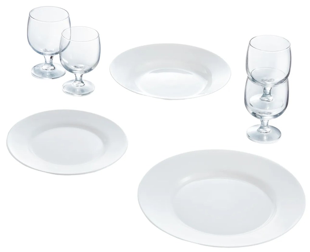 LUMINARC ÉTKÉSZLET 18 RÉSZES, ÜVEG, V2482-PLUMI, FEHÉR, (EVERYDAY)