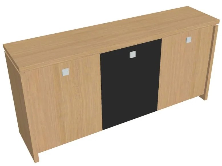 Verno alacsony szekrény 188 x 46 x 90 cm, kombinált ajtó, világos tölgy / fekete