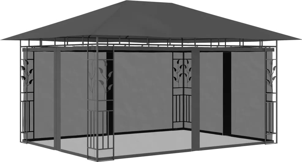 vidaXL antracitszürke pavilon szúnyoghálóval 4 x 3 x 2,73 m 180 g/m²