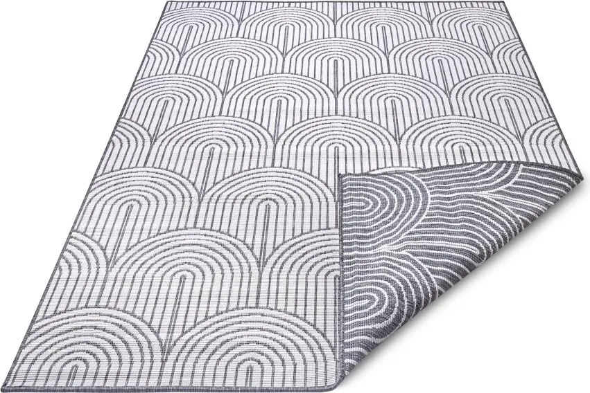 Teraszszőnyeg 80x150cm ,szürke krémszínű kétoldalas, zsinóros, lapos szövésű