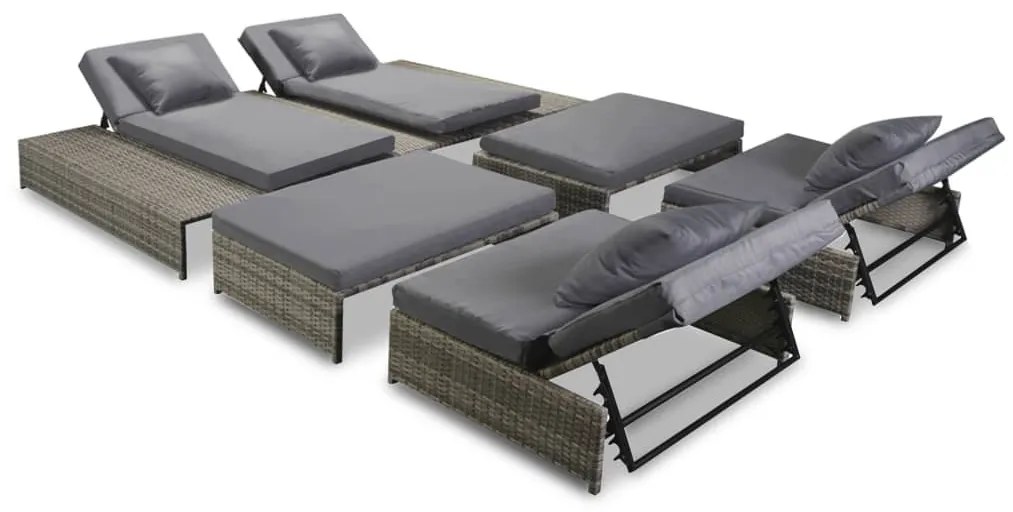 15 részes szürke kültéri polyrattan pihenőszett