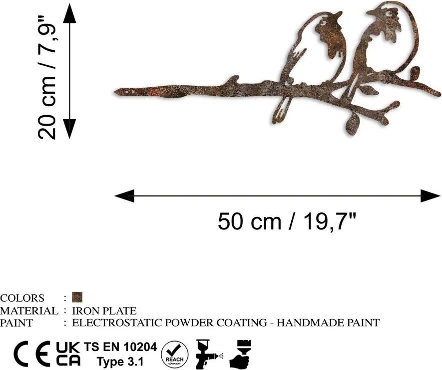 Bird fém kerti dísztárgy, barna, 50×20 cm – TR565TNL1314