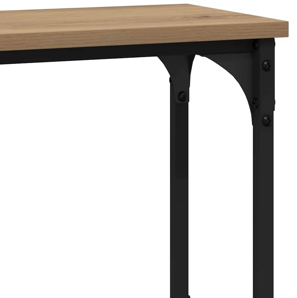 Konzolasztal polcokkal kézműves tölgy 100 x 22.5 x 75 cm