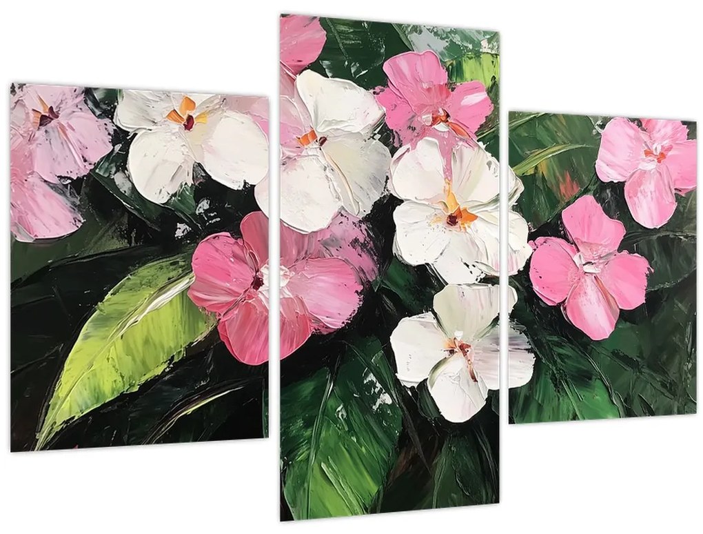 Kép - Rózsaszín és fehér virágok (90x60 cm)