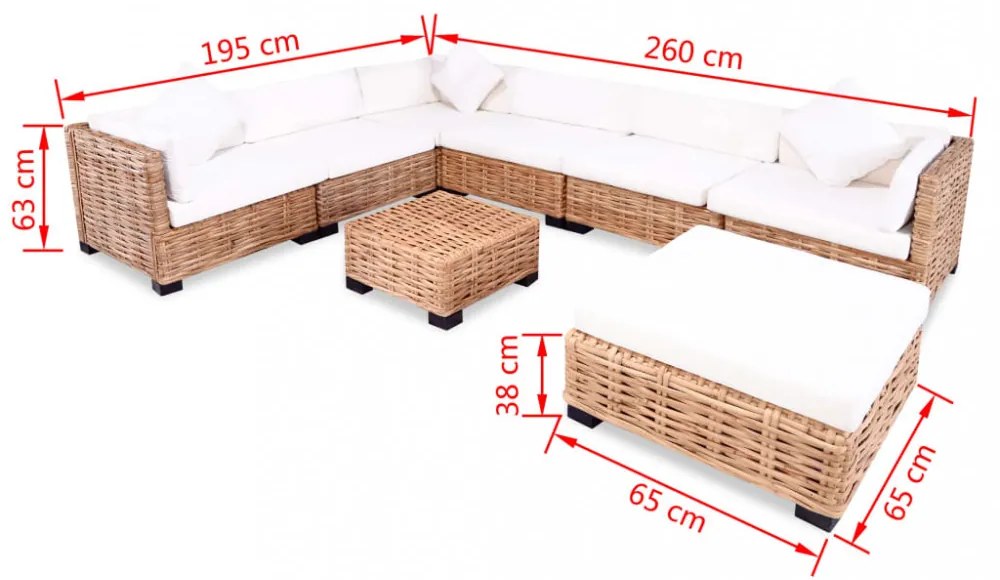 27 részes természetes rattan kanapészett