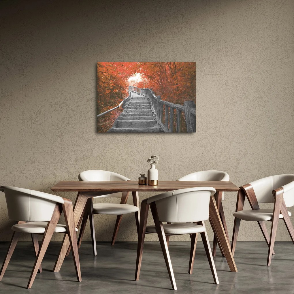 Kép - Lépcsők a természetben, narancssárga (70x50 cm)