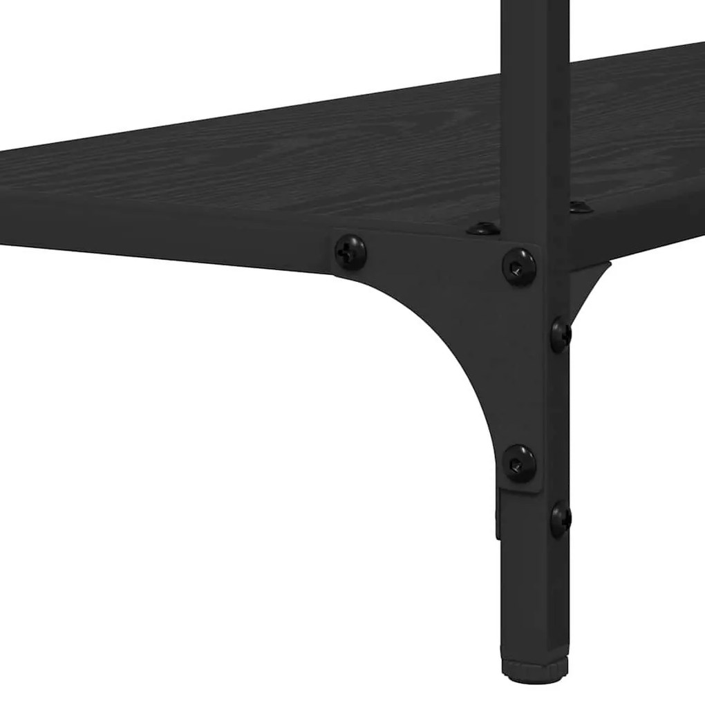 Konzolasztal polcokkal Musta tammi 75 x 30.5 x 75 cm Faanyag