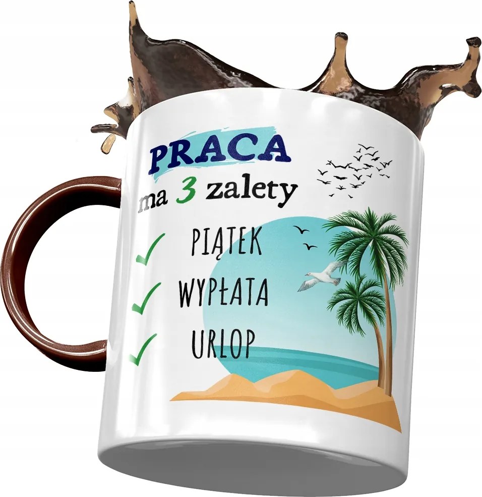 Bordó Bögre Vicces Munka 3 Előnye Van Nyomtatott Fotóval