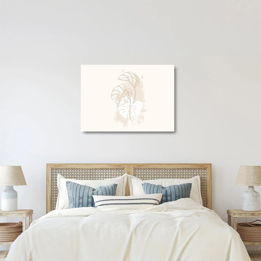 Üveg kép - Line art monstera N⁰1 (70x50 cm)