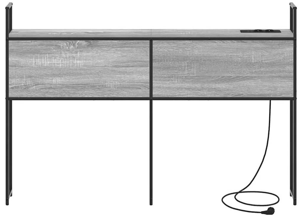 Tárolós Fejtámla Töltő Állomással Szürke sonoma 135 cm Faanyag