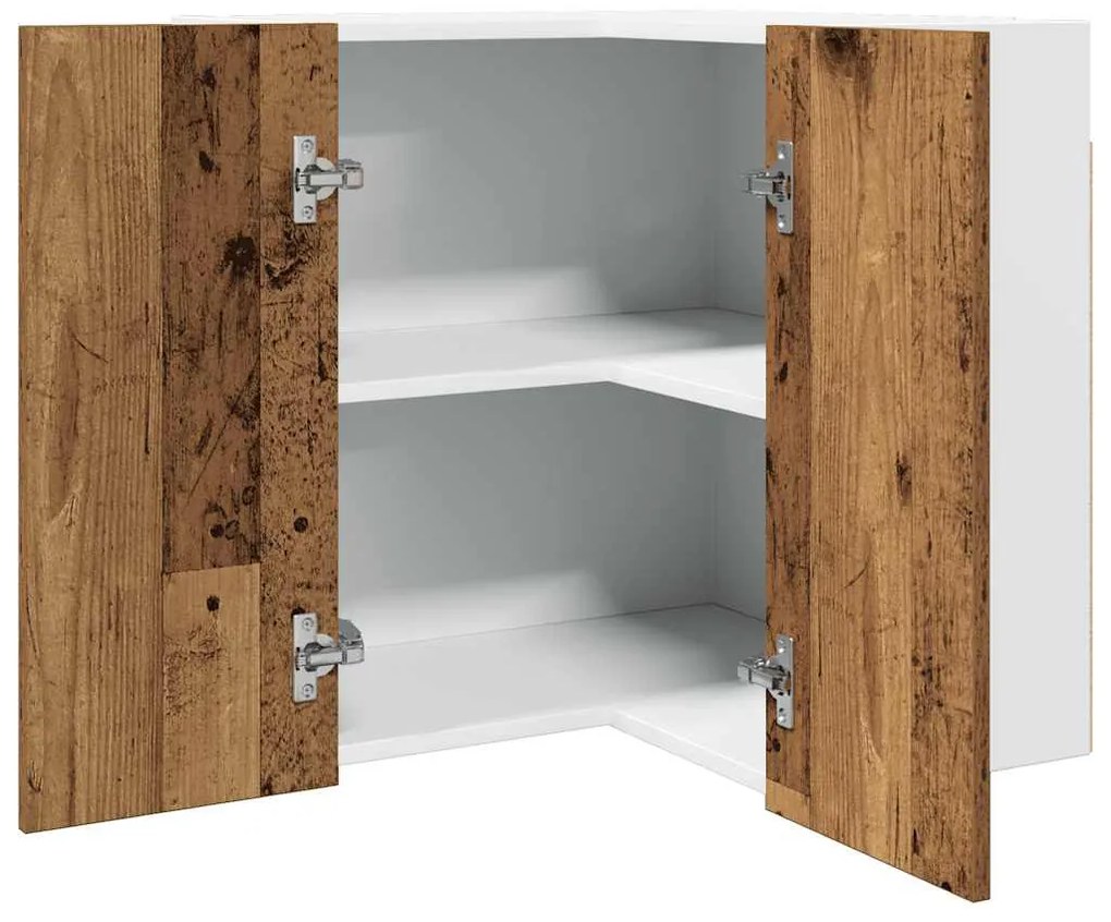 “Lyon” antik fa szerelt fa függő sarokszekrény 57 x 57 x 60 cm