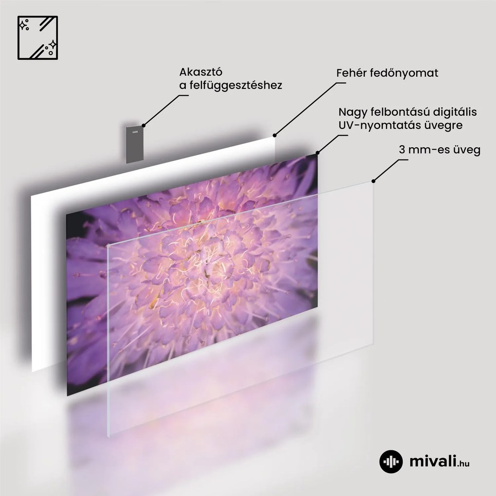 Kép - Calle Gran Vía, Madrid, Spanyolország (üvegen) (70x50 cm)