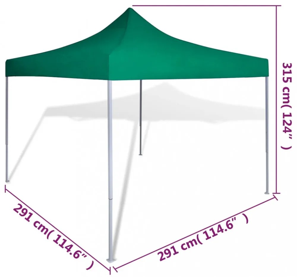 zöld összecsukható pavilon 3 x 3 m
