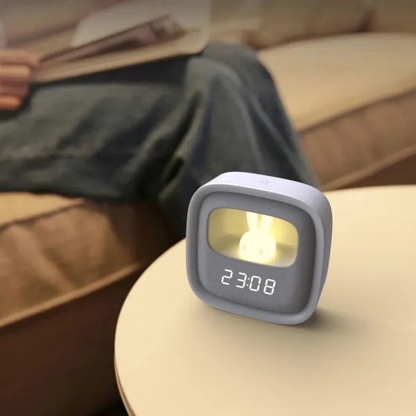 LED állítható éjjeli lámpa ébresztővel BUNNY LED/1,2W/5V 3000K