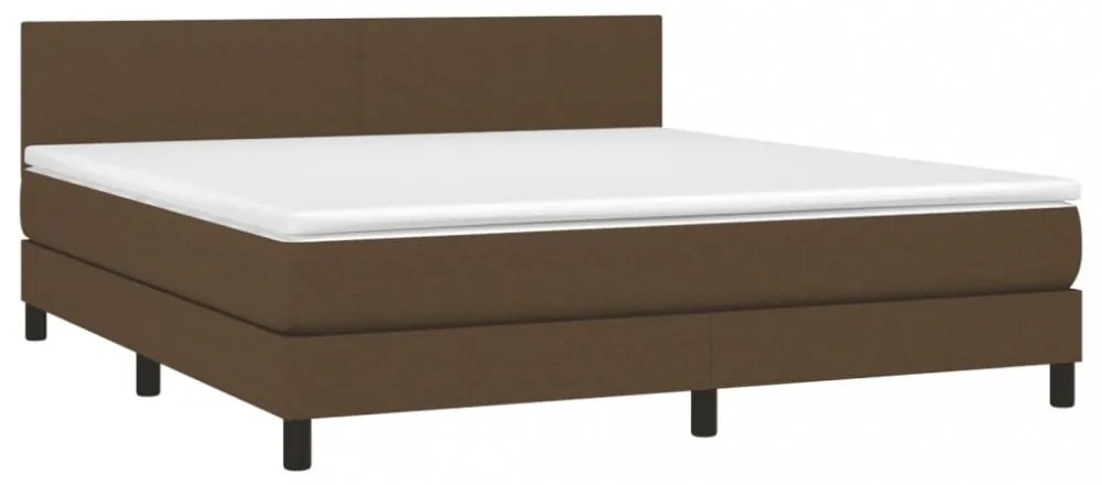 barna szövet rugós és LED-es ágy matraccal 180 x 200 cm