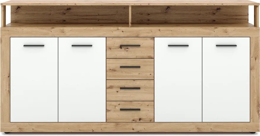 XXL/LUNA KOMODA 4D4S DĄB ARTISAN/BIAŁY