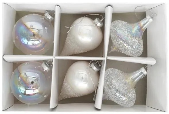 Karácsonyi üveg gömb dísz hagyma, csepp, irizáló gyöngyház