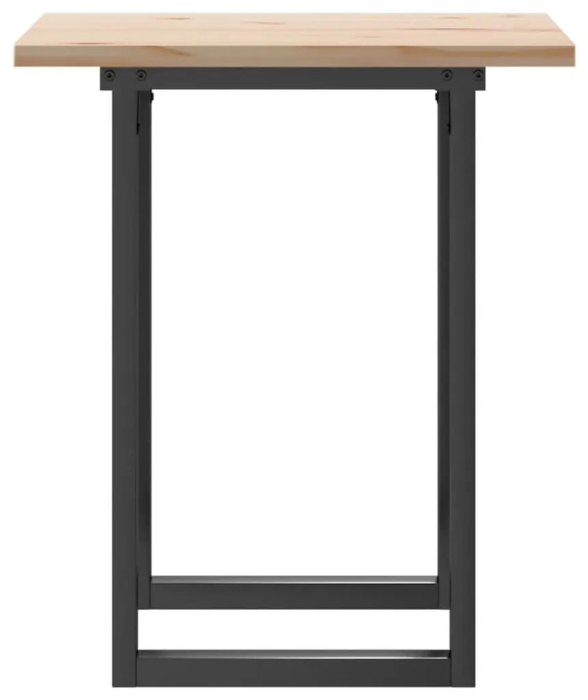 Tömör fenyőfa és acél étkezőasztal O-vázzal 70x70x75,5 cm