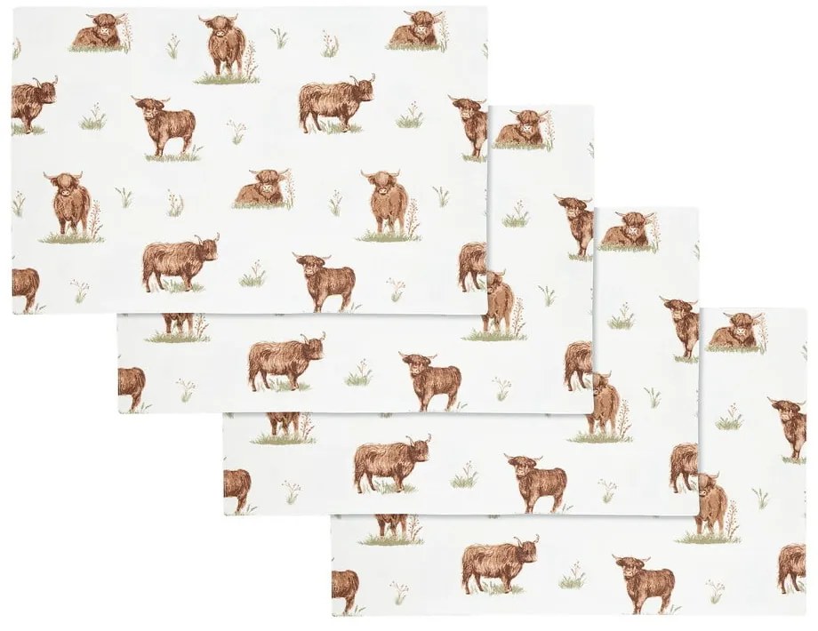 Pamut tányéralátét szett 4 db-os 30x46 cm Angus Highland Cow – Catherine Lansfield