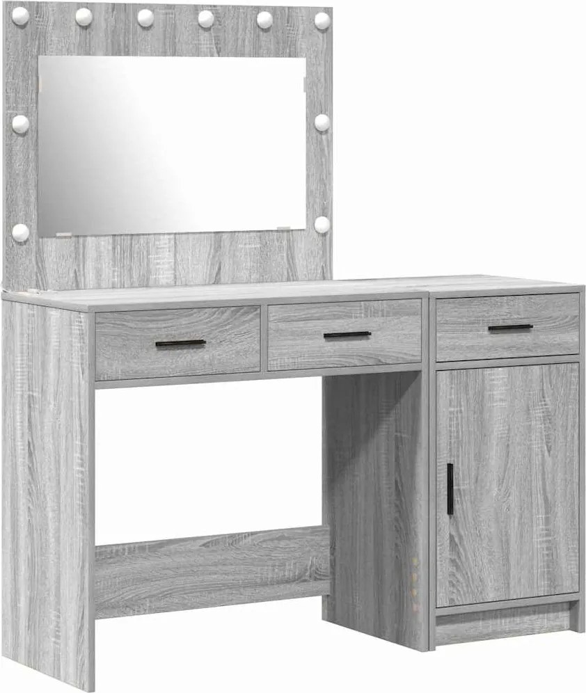 vidaXL Öltözködőasztal fiókkal 2 pcs Szürke 40 x 41 x 75 cm Faanyag