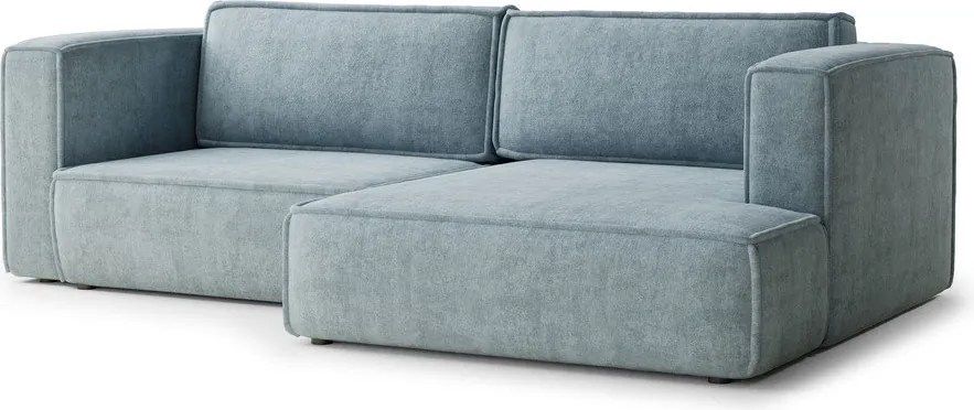 Világoskék zsenília kinyitható-tárolóhelyes sarokkanapé (jobb oldali-heverő résszel) Velto – Maison de Rêve