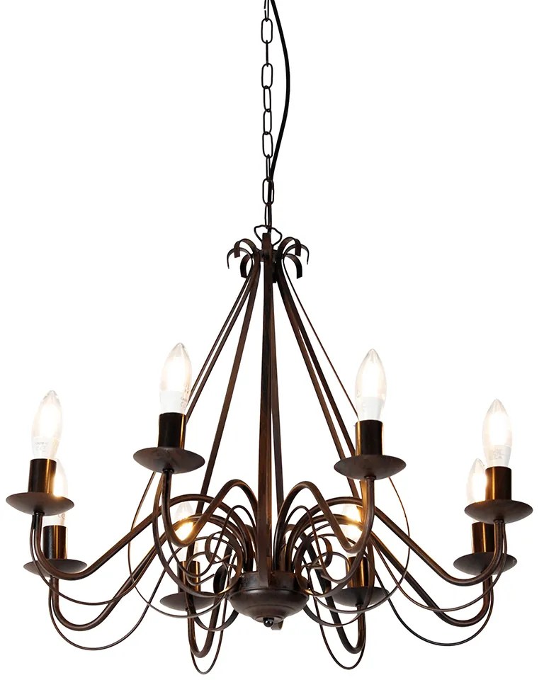 Okos csillár rozsdabarna 8-lámpás, Wifi-vel B35 - Giuseppe
