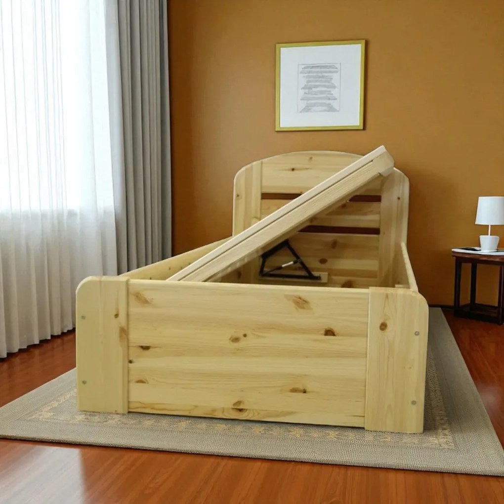 Anikó fenyő ágyneműtartós ágy jobb OLDALRA nyílós 90x200