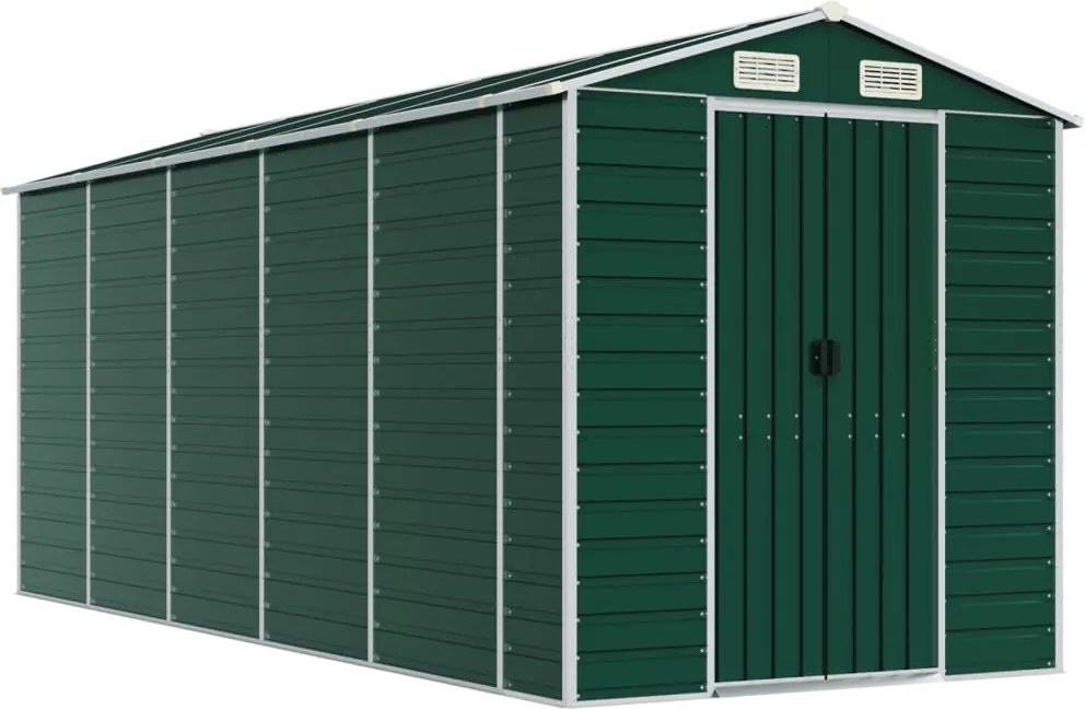 vidaXL zöld horganyzott acél kerti fészer 191 x 470 x 198 cm