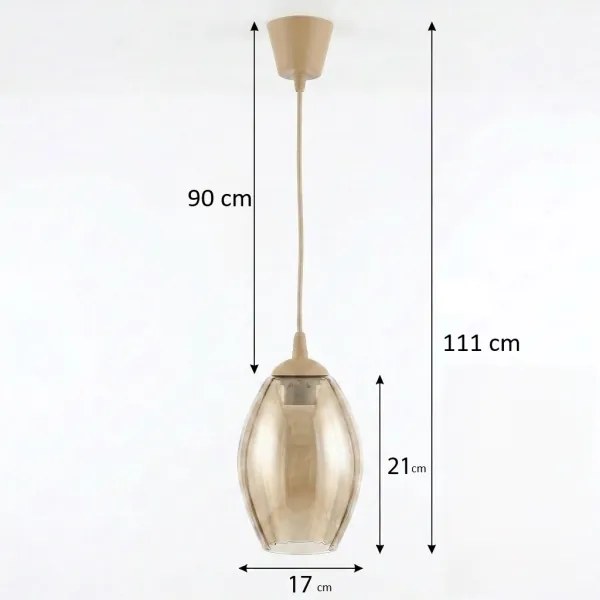 Brilagi - LED függőlámpa zsinóron R GLASS 1xE27/60W/230V átm. 17 cm bézs/füstbézs