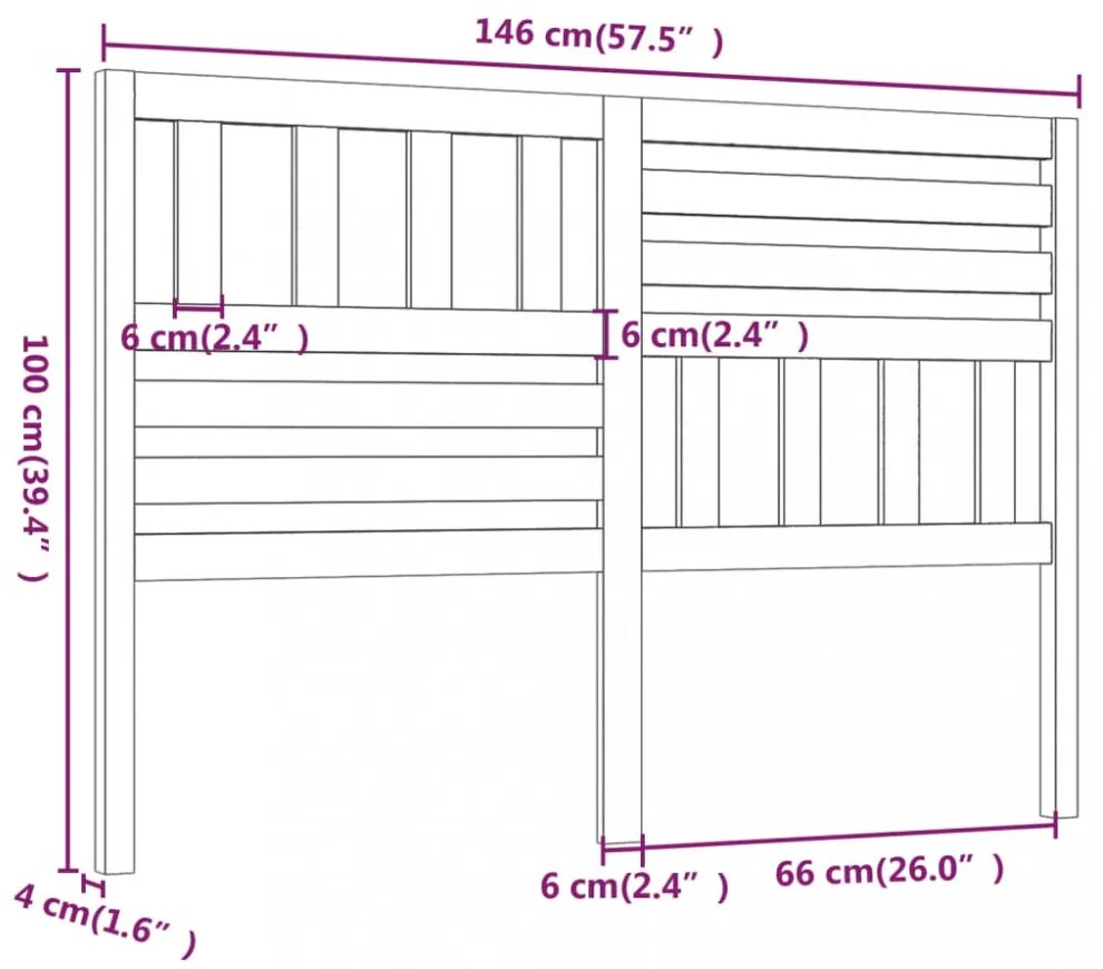 tömör fenyőfa ágyfejtámla 146 x 4 x 100 cm
