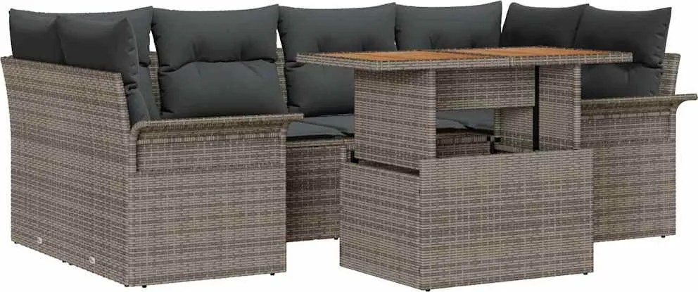 vidaXL Kerti Kanapé Szett párnával 7 pcs Szürke