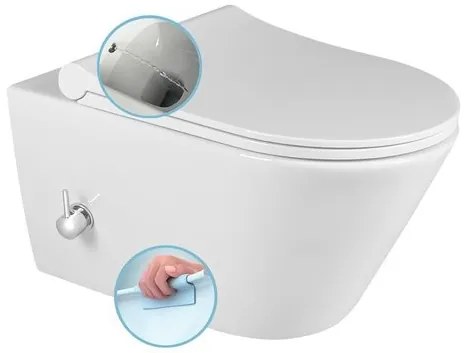 Sanovit AVVA fali WC - BEÉPÍTETT bidé funkcióval - rimless - perem nélküli - mély öblítésű - 53 cm