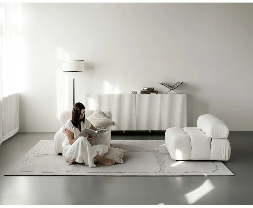 Világosszürke gyapjú szőnyeg 200x300 cm Morphic Organica – Agnella