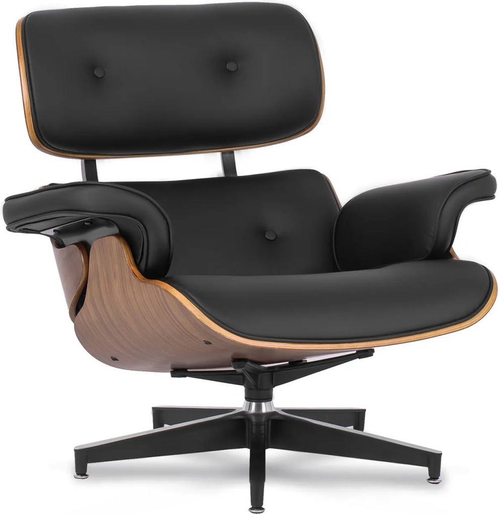 Pihenőfotel lábtartóval fekete műbőr – PALERMO