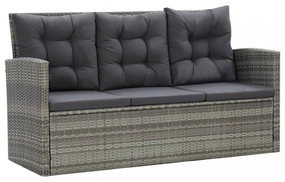 5 részes szürke kültéri polyrattan étkezőgarnitúra párnákkal