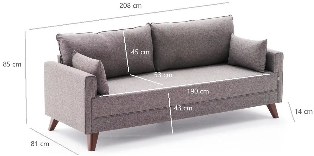 3 személyes kanapé Bella Sofa For 3 Pr - Barna
