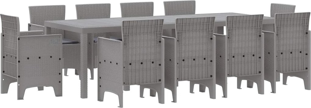 vidaXL Kert étkező szett 11 pcs Világosszürke Polipropilén