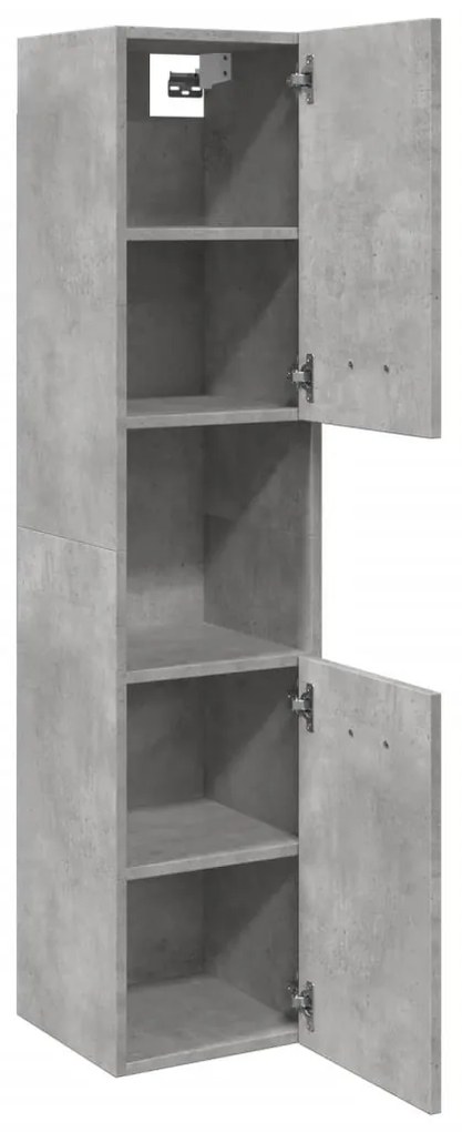 betonszürke szerelt fa függő fürdőszobaszekrény 30x30x130 cm