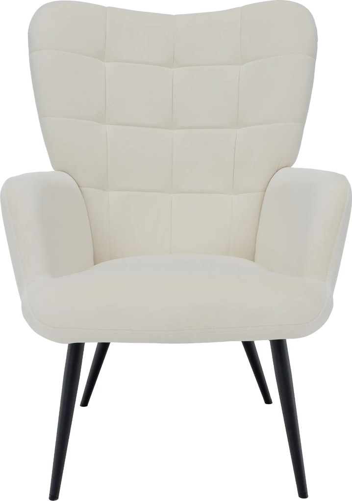 Fotel lábtartóval, fehér Velvet szövet/fekete, HABEN